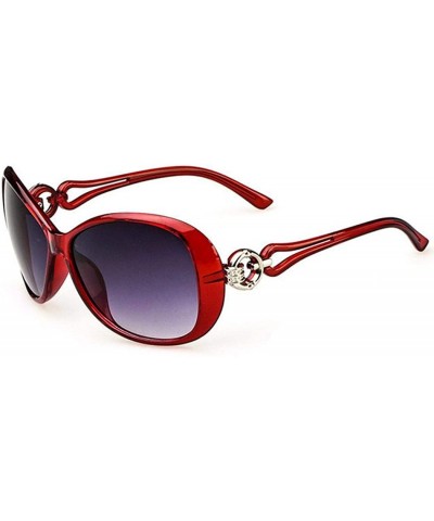 Oval Women Classic Oval Shape Sunglasses UV400 Protection Metal Framed Polarized Sunglasses Sunglasses - Wine Red - CN18X5K9U...