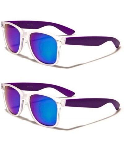 Wayfarer Unisex 80's Retro Classic Trendy Stylish Sunglasses for Men Women - Mtrv - Mirror Lens Purple - 2pack - C3195GIU26X ...