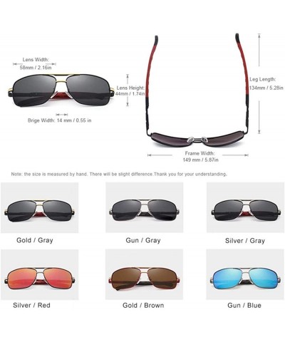 Oversized Aluminum brand men sunglasses polarizer HD UV400 Men - Blue Gun - CV1982Y6G8X $27.46