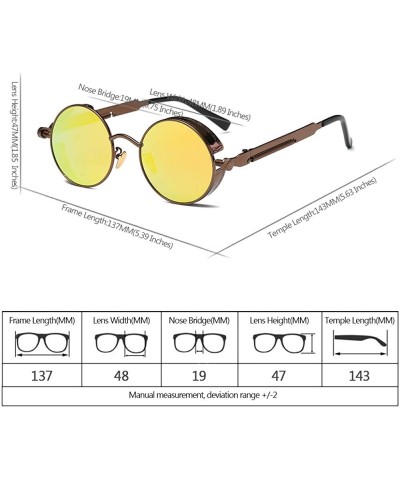 Round Men & Women Round Sunglasses Polarized Lens Metal Frame Glasses UV400 - Yellow - CD18RSASUUQ $8.78