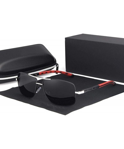 Oversized Aluminum brand men sunglasses polarizer HD UV400 Men - Blue Gun - CV1982Y6G8X $48.39
