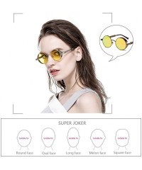 Round Men & Women Round Sunglasses Polarized Lens Metal Frame Glasses UV400 - Yellow - CD18RSASUUQ $8.78