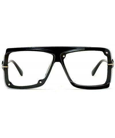 Oversized Oversized Sunglasses Transparent Vintage Windproof - Black Clear - CH18NZHDHYE $12.35