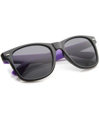 Wayfarer Classic Retro Two-Toned Neon Color Temple Horn Rimmed Sunglasses 54mm - Shiny Black-purple / Smoke - C412K5F7IWJ $8.03