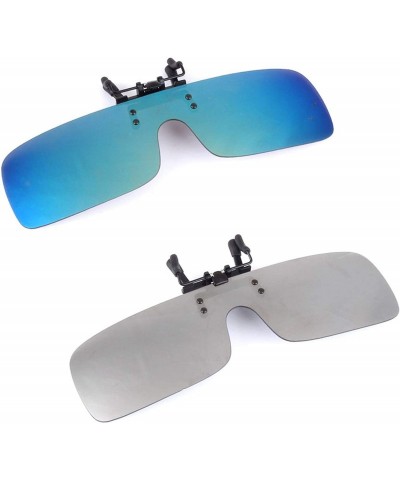 Square Clip-on Flip Up Polarized Rimless One Piece Sunglasses Over Prescription Glasses for Men Women - CF18N6MKAZA $28.08