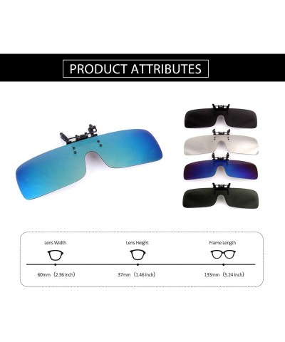 Square Clip-on Flip Up Polarized Rimless One Piece Sunglasses Over Prescription Glasses for Men Women - CF18N6MKAZA $16.15