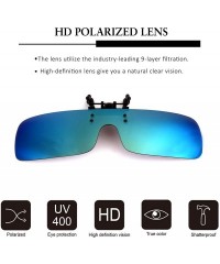 Square Clip-on Flip Up Polarized Rimless One Piece Sunglasses Over Prescription Glasses for Men Women - CF18N6MKAZA $16.15