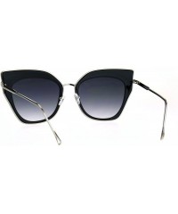 Cat Eye Womens Double Rim Squared Oversize Cat Eye Retro Sunglasses - Black Silver - CW17Z3IUM3O $15.42