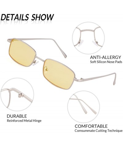 Round Vintage Steampunk Sunglasses Fashion Metal Frame Clear Lens Shades for Women - Silver Frame Yellow Lens - C5189U0QT0O $...