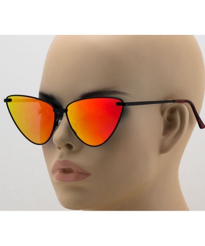 Cat Eye Vintage Style Retro Women Fashion Cat Eye Mirrored Flat Lenses Sunglasses for women - Black Orange - CM185WG33W5 $11.05