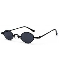 Oval Tiny Sunglasses Men Metal Retro Small Oval Sun Glasses Women Unisex Gift Items - Full Black - CX18LS4TXTT $9.63