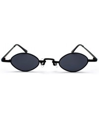 Oval Tiny Sunglasses Men Metal Retro Small Oval Sun Glasses Women Unisex Gift Items - Full Black - CX18LS4TXTT $9.63