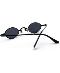 Oval Tiny Sunglasses Men Metal Retro Small Oval Sun Glasses Women Unisex Gift Items - Full Black - CX18LS4TXTT $9.63