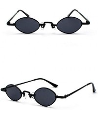 Oval Tiny Sunglasses Men Metal Retro Small Oval Sun Glasses Women Unisex Gift Items - Full Black - CX18LS4TXTT $9.63