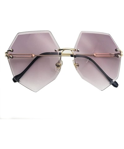 Rimless Sunglasses for Women-Oversized Siamese Sunglasses Vintage Ladies Sun Protection Glasses - Purple 002 - CS18E8RRC77 $1...