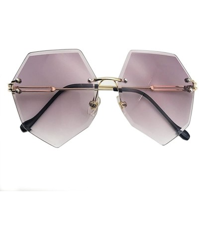 Rimless Sunglasses for Women-Oversized Siamese Sunglasses Vintage Ladies Sun Protection Glasses - Purple 002 - CS18E8RRC77 $8.16