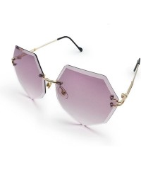 Rimless Sunglasses for Women-Oversized Siamese Sunglasses Vintage Ladies Sun Protection Glasses - Purple 002 - CS18E8RRC77 $8.16