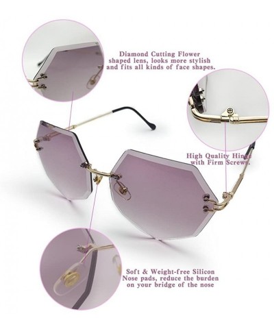 Rimless Sunglasses for Women-Oversized Siamese Sunglasses Vintage Ladies Sun Protection Glasses - Purple 002 - CS18E8RRC77 $8.16