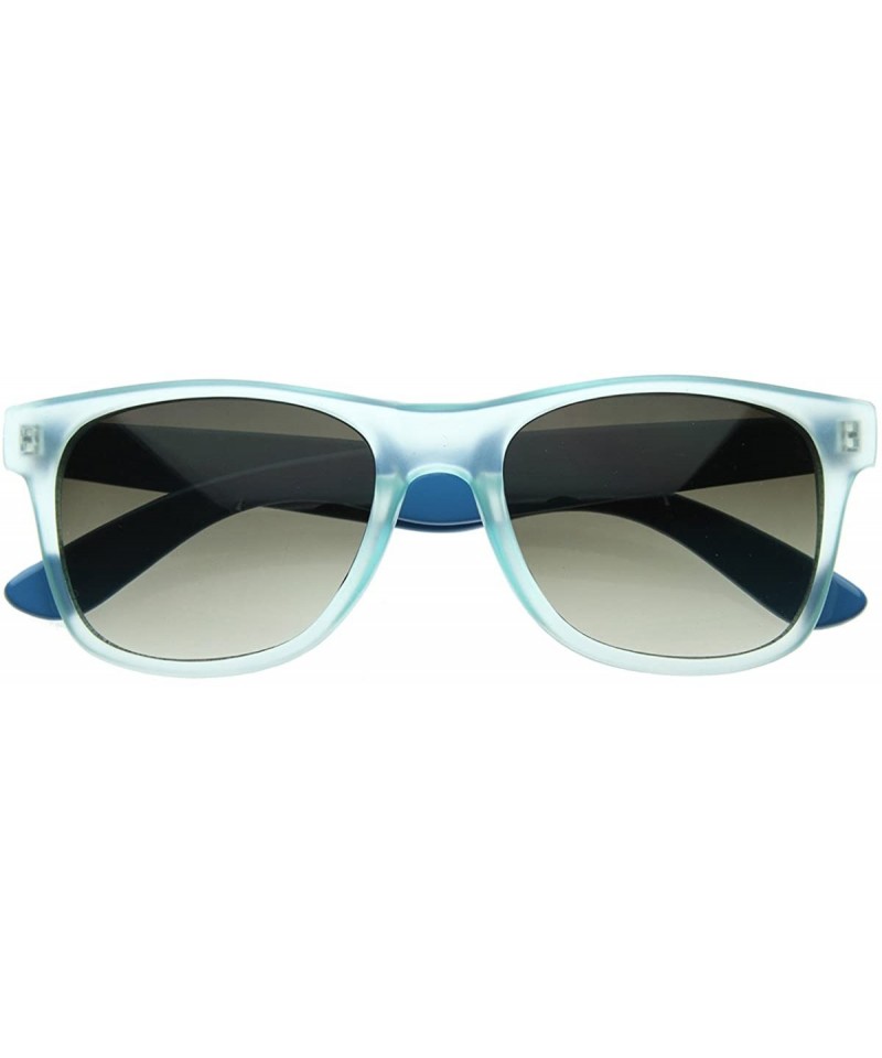 Wayfarer Retro Trendy New Frosted Neon Color Two Tone Classic Horn Rimmed Sunglasses (Blue) - CF116Q21P1L $11.61