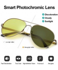 Aviator Polarized Photochromatic Sunglasses Aviator Protection - Gun Frame/Yellow Photochromic Lens - C718W476HR8 $25.02