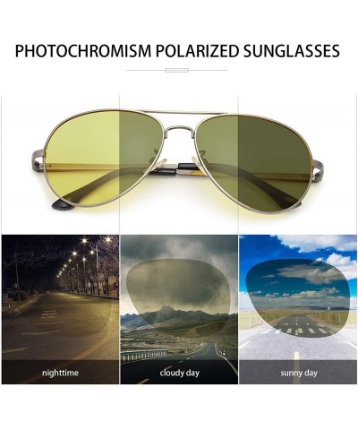 Aviator Polarized Photochromatic Sunglasses Aviator Protection - Gun Frame/Yellow Photochromic Lens - C718W476HR8 $25.02