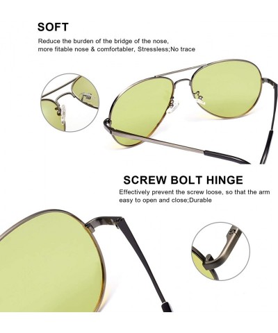 Aviator Polarized Photochromatic Sunglasses Aviator Protection - Gun Frame/Yellow Photochromic Lens - C718W476HR8 $25.02