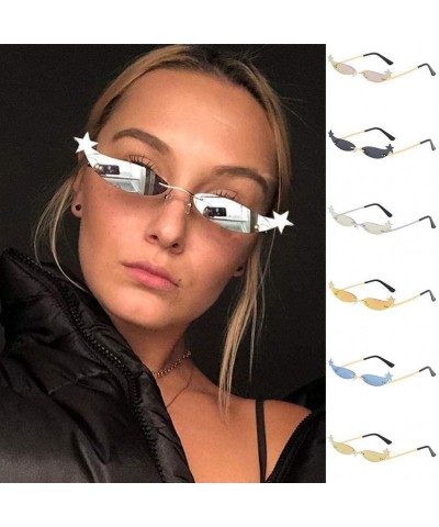 Round New Vintage Glasses for Women Men Irregular Shape Retro Style Sun Spectacles - A - CJ18UL82GWW $12.88