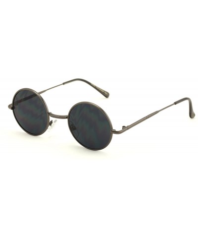 Oval Casual Fashion Small Round Circle Thin Metal Frame Unisex Sunglasses Lennon - Gunmetal - C1125QXCHZD $7.44
