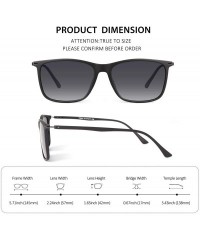 Rectangular Retro Ultra Light Polarized Sunglasses for Men Women - Matte Black Frame / Grey Lens - CN18U0IU8OO $28.13