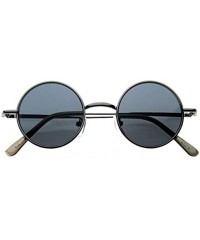 Oval Casual Fashion Small Round Circle Thin Metal Frame Unisex Sunglasses Lennon - Gunmetal - C1125QXCHZD $7.44