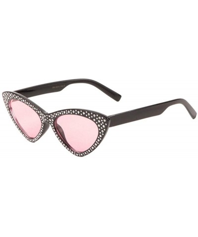 Cat Eye Frontal Rhinestone Triangular Cat Eye Sunglasses - Pink - C71983I28G8 $26.96
