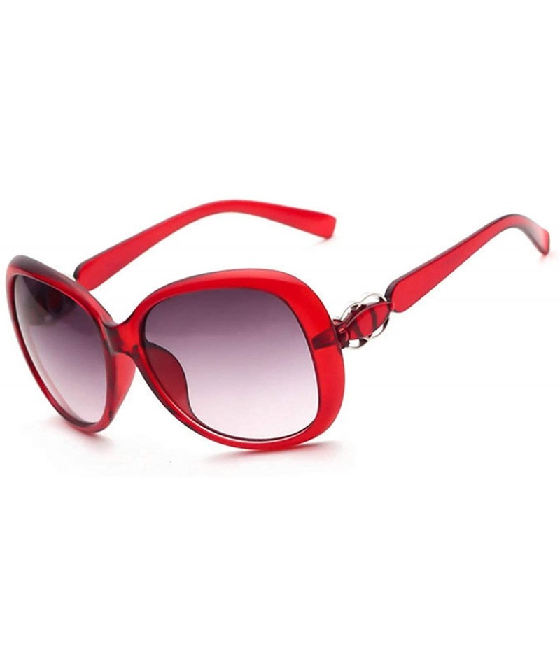 Oversized Vintage Classic Retro Big Frame Sunglasses for Women PC Resin UV 400 Protection Sunglasses - Red - CO18SARWKZ2 $14.09