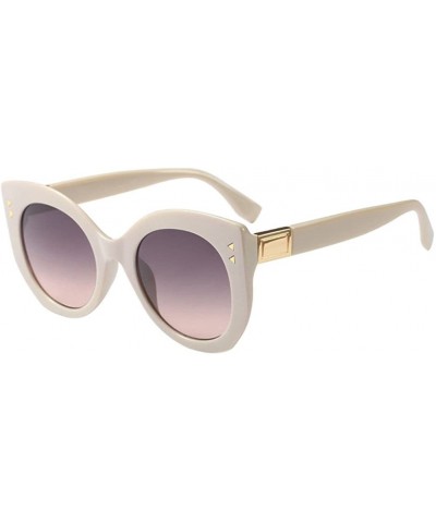 Oversized Womens Oversized Cat Eye Sunglasses Vintage Style Retro Shades Eyewear - Beige Frame+gray Lens - CC18E5EUN6C $13.88