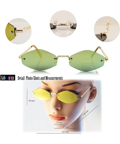 Round Rimless Slim Diamond Hexagonal Tinted Mirrord Flat Lens Sunglasses A170 A175 - (A175) Gold Green Pink Rv - CE18DI9KN3M ...