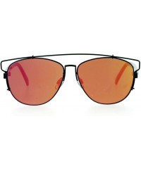 Aviator Super Flat Mirror Lens Sunglasses Designer Fashion Wire Top Unisex UV 400 - Black - CD128P48GCX $10.53
