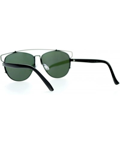 Aviator Super Flat Mirror Lens Sunglasses Designer Fashion Wire Top Unisex UV 400 - Black - CD128P48GCX $10.53