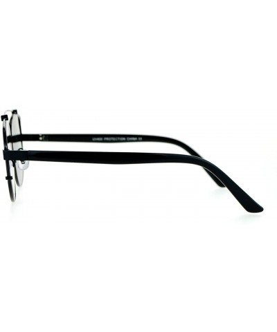 Aviator Super Flat Mirror Lens Sunglasses Designer Fashion Wire Top Unisex UV 400 - Black - CD128P48GCX $10.53