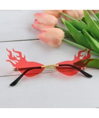 Rimless Cat Eye Flame Sunglasses for Women Men Frameless Futuristic Trend Sun Glasses Narrow Frame Metal UV400 - Red - CG1993...