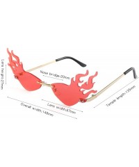 Rimless Cat Eye Flame Sunglasses for Women Men Frameless Futuristic Trend Sun Glasses Narrow Frame Metal UV400 - Red - CG1993...