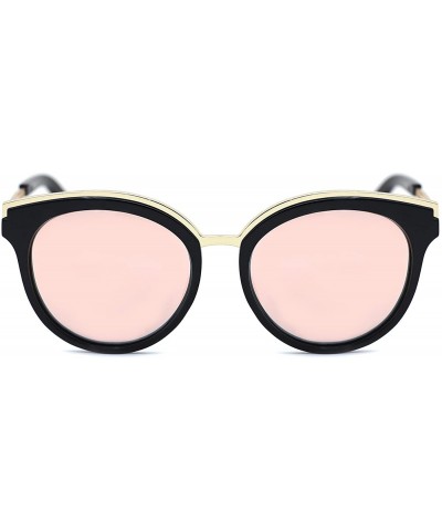 Cat Eye Abstract Modern Mirrored Cat Eye Shaped Polarized Sunglasses - B - CC1833WULKC $17.36