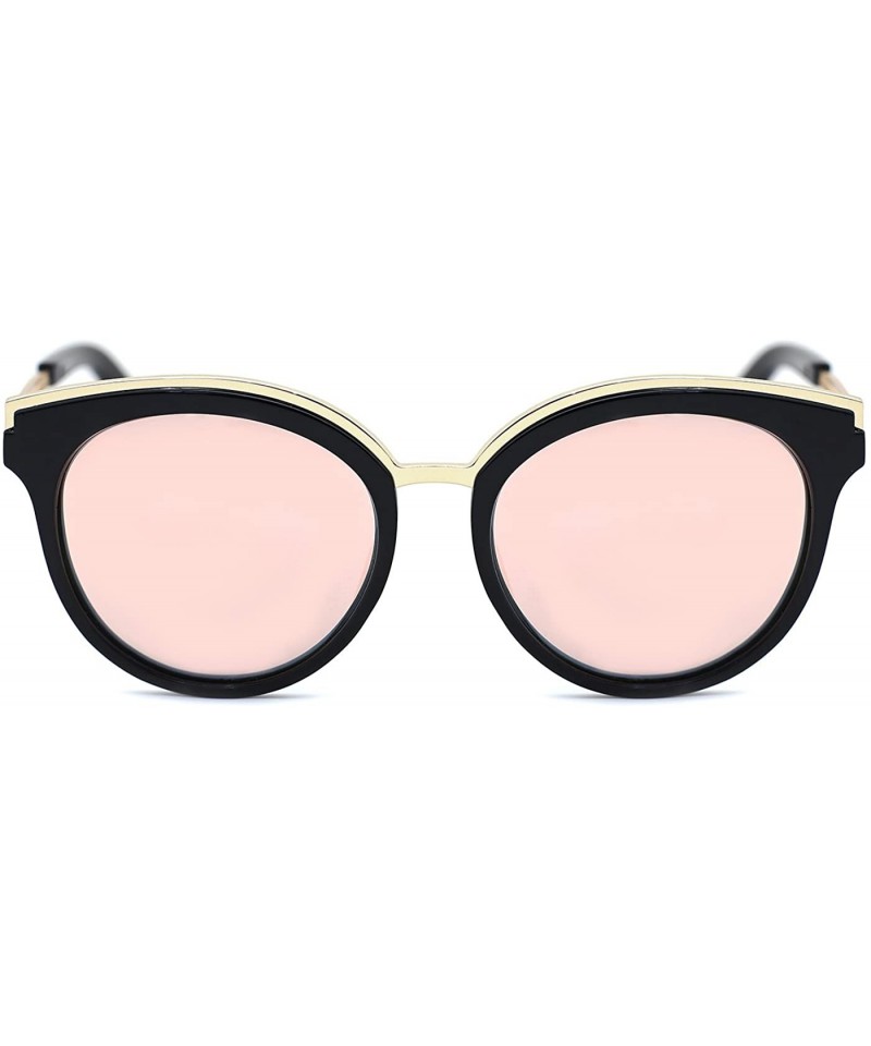 Cat Eye Abstract Modern Mirrored Cat Eye Shaped Polarized Sunglasses - B - CC1833WULKC $17.36