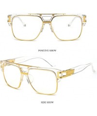 Square Men Women Square Retro Reflective Metal Frame Glasses Chain Strap Sunglasses - Transparent - CB18CYTMW69 $22.55