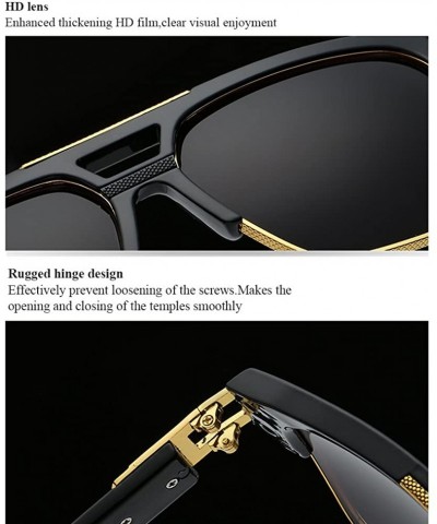 Square Men Women Square Retro Reflective Metal Frame Glasses Chain Strap Sunglasses - Transparent - CB18CYTMW69 $22.55