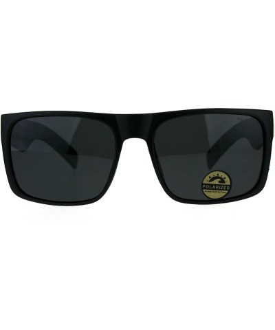 Sport Polarized Premium Kush All Black Flat Top Rectangular Sport Sunglasses - Matte Black Black Logo - CP18DI3HGL7 $16.99
