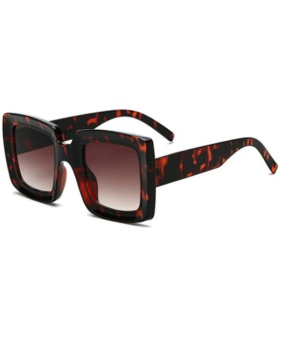 Square New Retro square big frame fashion sunglasses ladies trend Ultralight Men Sunglasses - Leopard - C318WAMAKCC $22.72