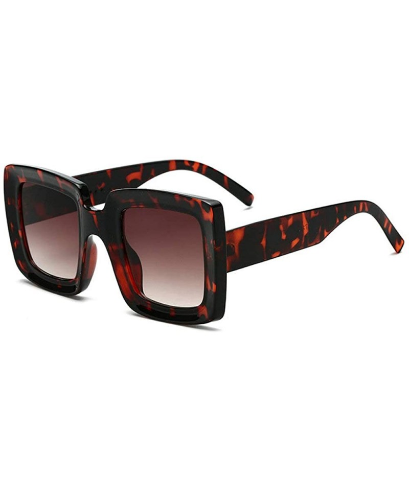 Square New Retro square big frame fashion sunglasses ladies trend Ultralight Men Sunglasses - Leopard - C318WAMAKCC $13.02