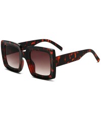 Square New Retro square big frame fashion sunglasses ladies trend Ultralight Men Sunglasses - Leopard - C318WAMAKCC $13.02