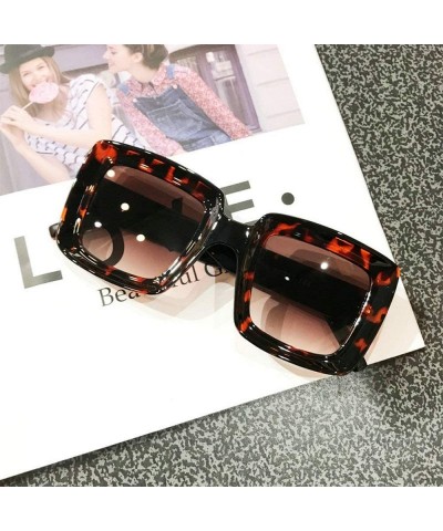 Square New Retro square big frame fashion sunglasses ladies trend Ultralight Men Sunglasses - Leopard - C318WAMAKCC $13.02