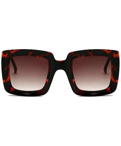 Square New Retro square big frame fashion sunglasses ladies trend Ultralight Men Sunglasses - Leopard - C318WAMAKCC $13.02