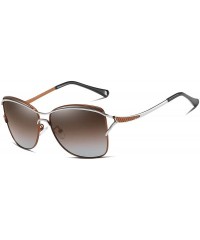 Oval Polarized Oval Sunglasses for Women Driving Fishing UV400 Protection Alloy Frame Shades For Womens Female - Brown - CE18...